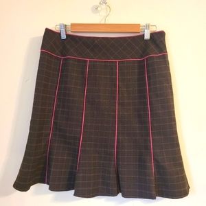 NANETTE LAPORE high quality tailored wool skirt brown pink piping detail lux